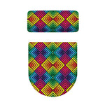 Geometric Rainbow Pattern Print Toilet Lid And Tank Cover Set