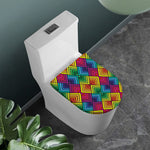 Geometric Rainbow Pattern Print Toilet Lid Cover