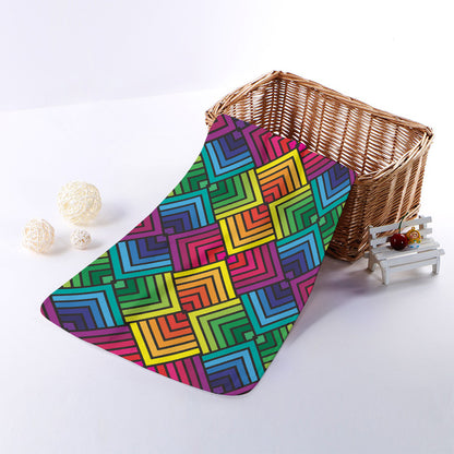 Geometric Rainbow Pattern Print Towel