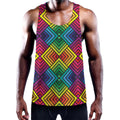 Geometric Rainbow Pattern Print Men's Workout Tank Top
