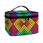Geometric Rainbow Pattern Print Travel Makeup Bag