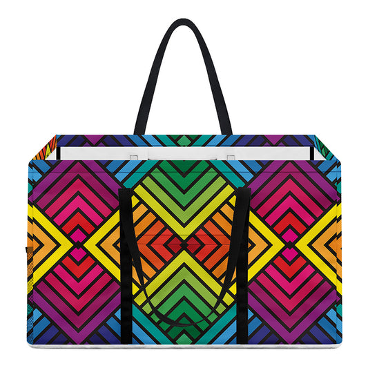 Geometric Rainbow Pattern Print Utility Tote Bag