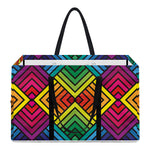 Geometric Rainbow Pattern Print Utility Tote Bag