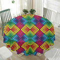 Geometric Rainbow Pattern Print Waterproof Round Tablecloth
