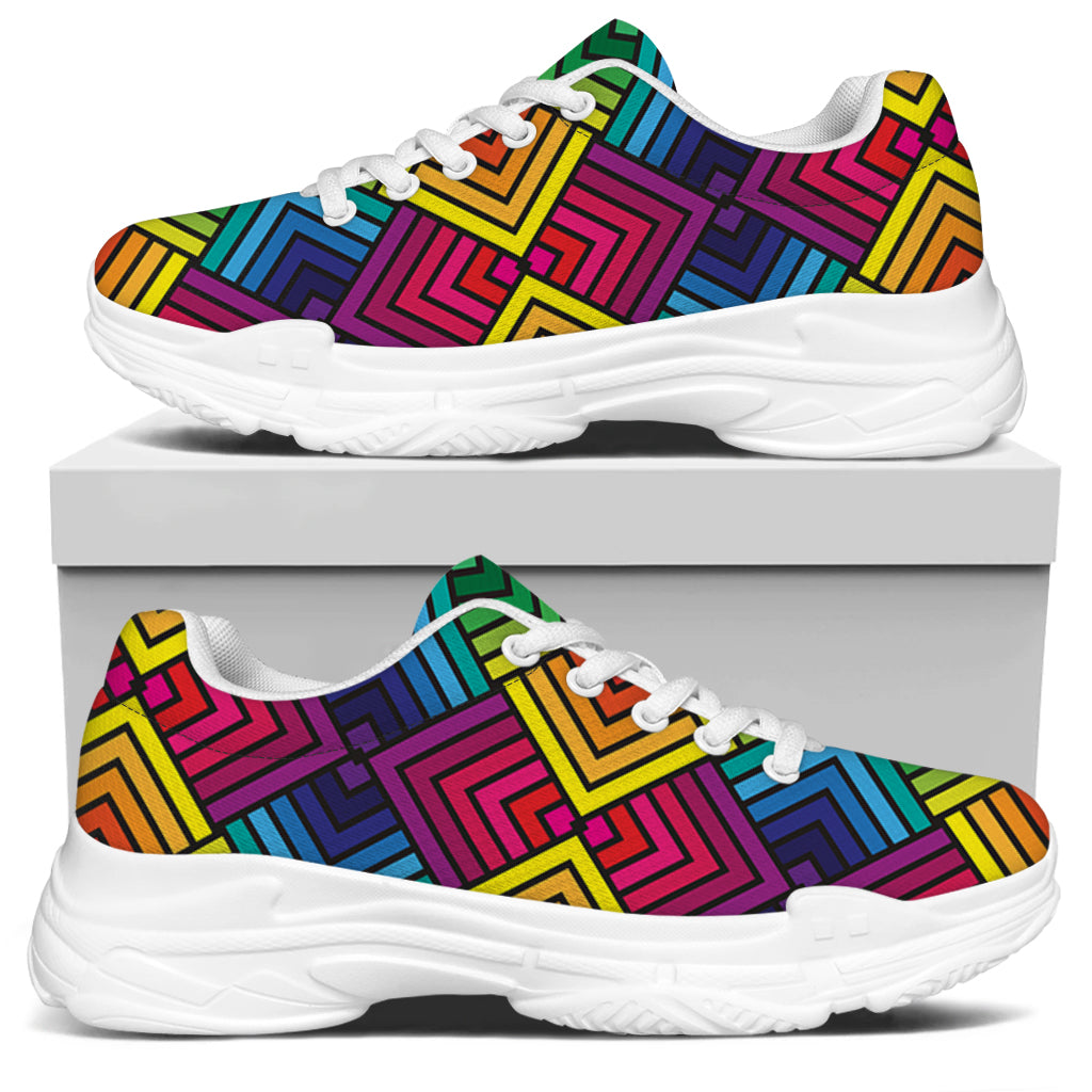 Geometric Rainbow Pattern Print White Chunky Shoes