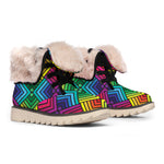 Geometric Rainbow Pattern Print Winter Boots