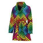Geometric Rainbow Pattern Print Women's Bathrobe