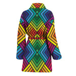 Geometric Rainbow Pattern Print Women's Bathrobe