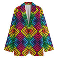 Geometric Rainbow Pattern Print Women's Blazer
