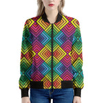 Geometric Rainbow Pattern Print Women's Bomber Jacket
