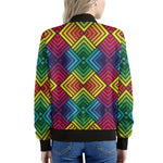 Geometric Rainbow Pattern Print Women's Bomber Jacket