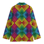 Geometric Rainbow Pattern Print Women's Cotton Blazer