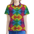 Geometric Rainbow Pattern Print Women's Polo Shirt
