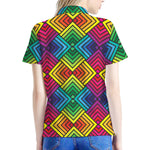 Geometric Rainbow Pattern Print Women's Polo Shirt