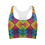 Geometric Rainbow Pattern Print Women's Sports Bra