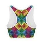 Geometric Rainbow Pattern Print Women's Sports Bra