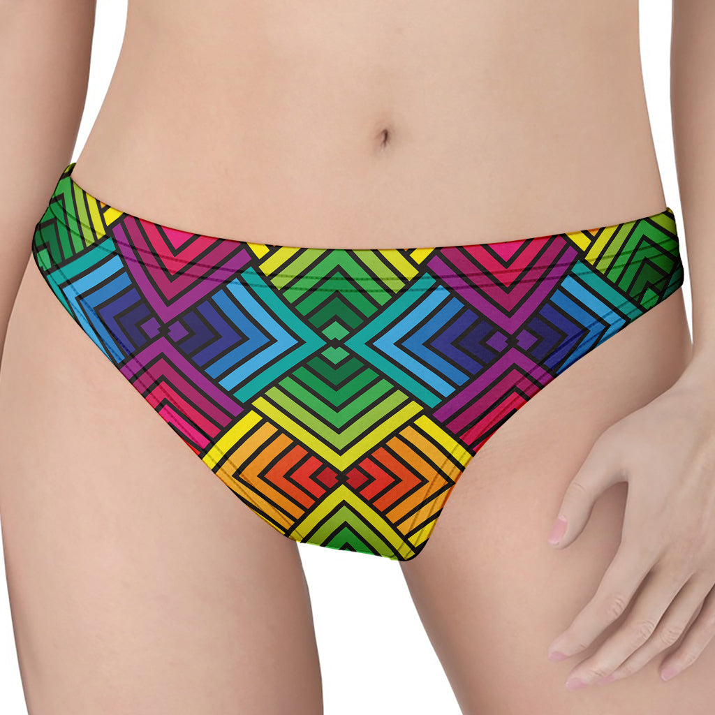 Geometric Rainbow Pattern Print Women's Thong