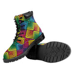 Geometric Rainbow Pattern Print Work Boots
