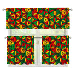 Geometric Reggae Pattern Print 3 Piece Kitchen Curtains