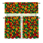 Geometric Reggae Pattern Print 3 Piece Kitchen Curtains