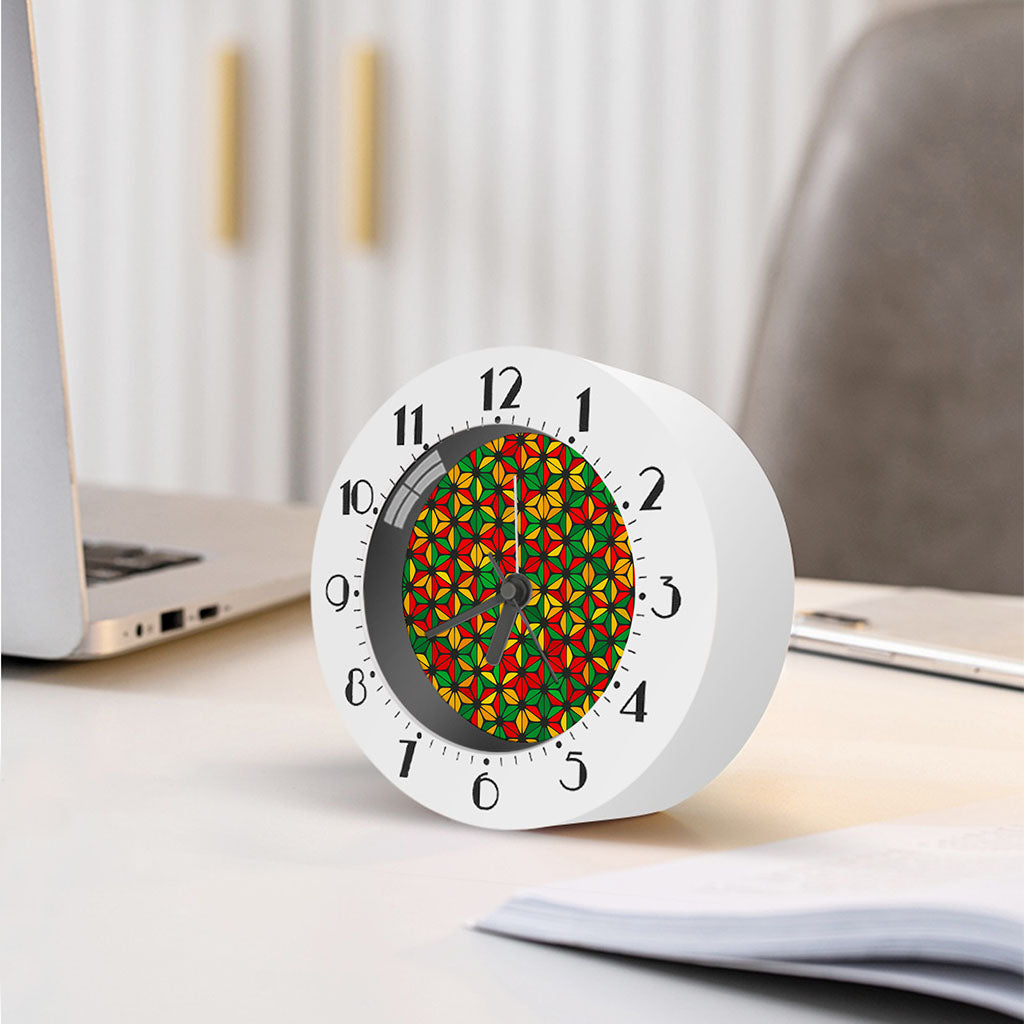 Geometric Reggae Pattern Print Alarm Clock
