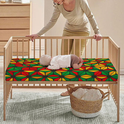 Geometric Reggae Pattern Print Baby Crib Sheet