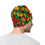 Geometric Reggae Pattern Print Beanie