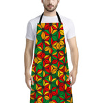 Geometric Reggae Pattern Print Bib Apron With Pocket