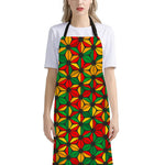 Geometric Reggae Pattern Print Bib Apron With Pocket
