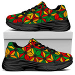 Geometric Reggae Pattern Print Black Chunky Shoes