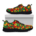 Geometric Reggae Pattern Print Black Running Shoes