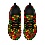 Geometric Reggae Pattern Print Black Running Shoes