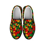 Geometric Reggae Pattern Print Black Slip On Sneakers