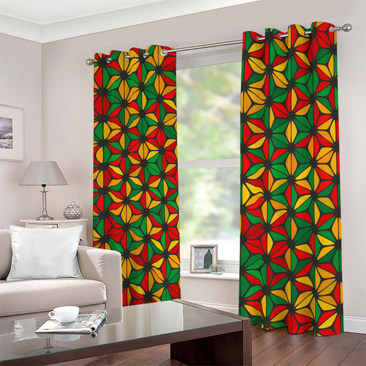 Geometric Reggae Pattern Print Blackout Grommet Curtains