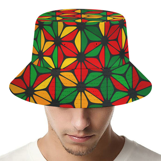 Geometric Reggae Pattern Print Bucket Hat