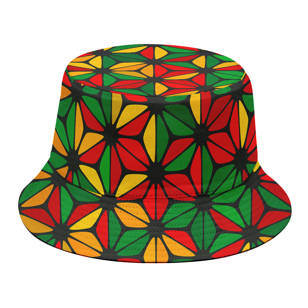 Geometric Reggae Pattern Print Bucket Hat