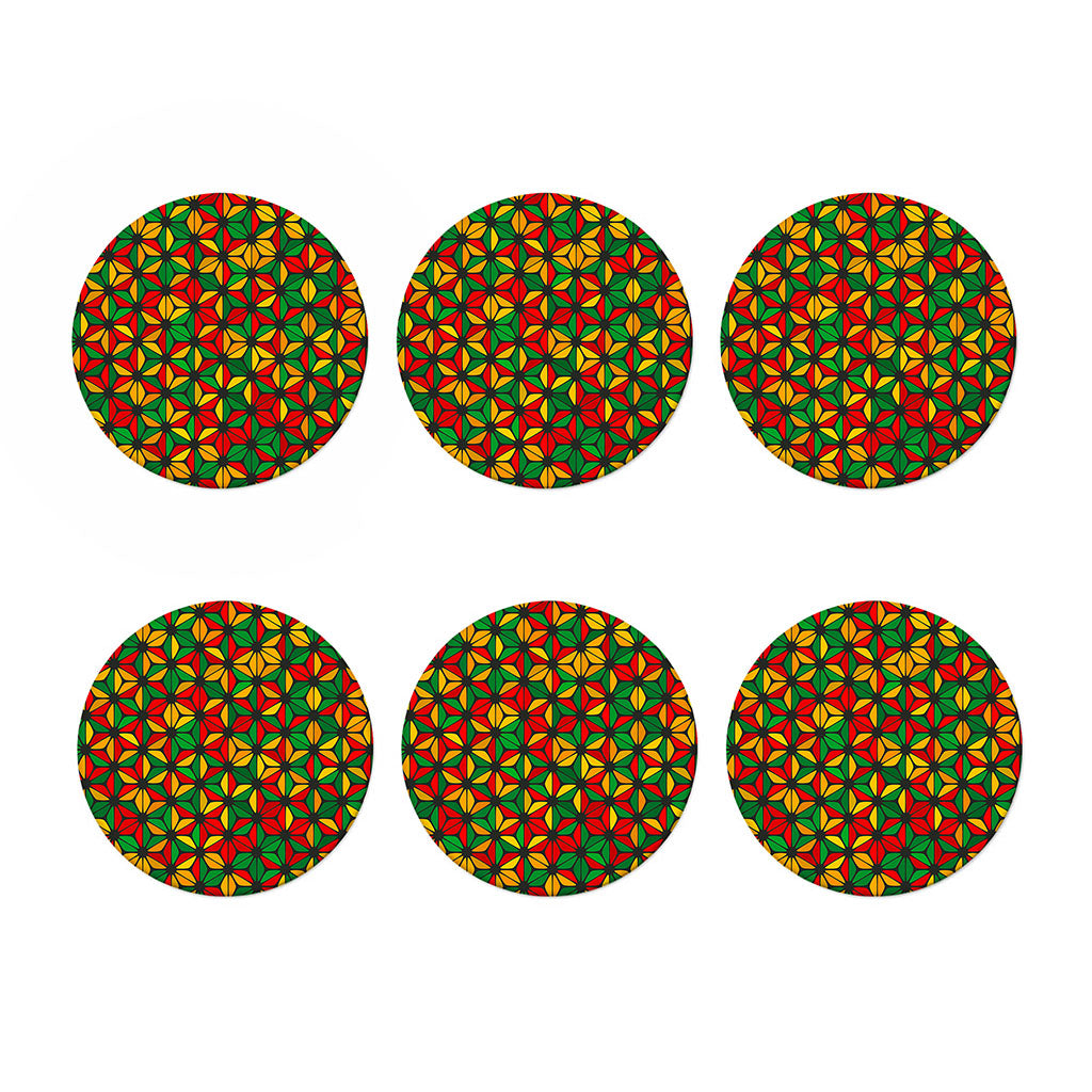 Geometric Reggae Pattern Print Coaster Set