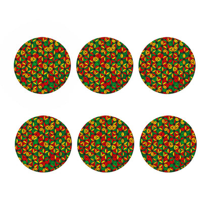 Geometric Reggae Pattern Print Coaster Set