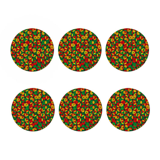 Geometric Reggae Pattern Print Coaster Set