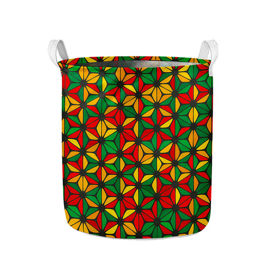 Geometric Reggae Pattern Print Collapsible Laundry Basket