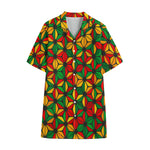 Geometric Reggae Pattern Print Cotton Hawaiian Shirt