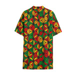 Geometric Reggae Pattern Print Cotton Hawaiian Shirt