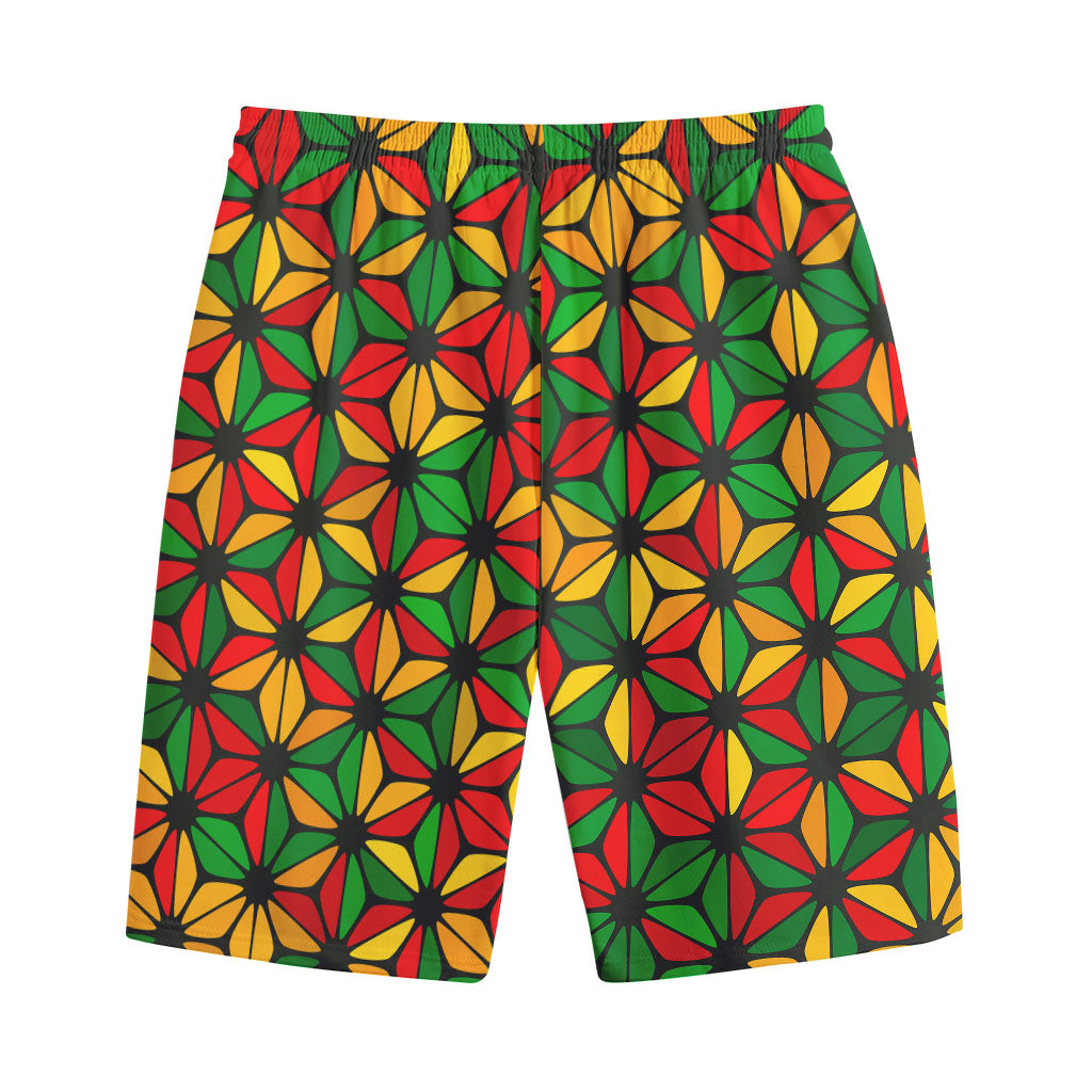 Geometric Reggae Pattern Print Cotton Shorts
