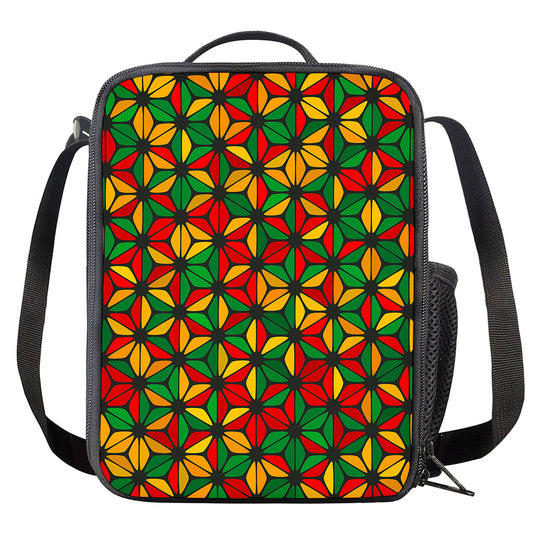 Geometric Reggae Pattern Print Crossbody Lunch Bag