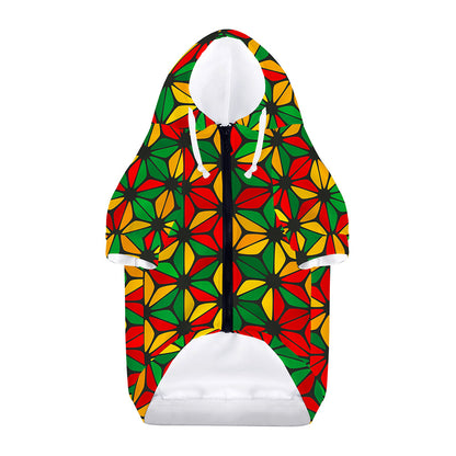 Geometric Reggae Pattern Print Dog Zip Up Hoodie