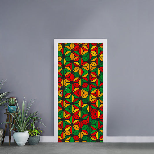 Geometric Reggae Pattern Print Door Sticker