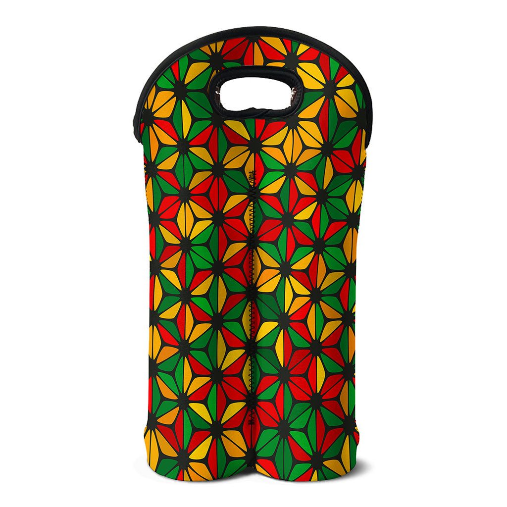 Geometric Reggae Pattern Print Double Neoprene Wine Tote