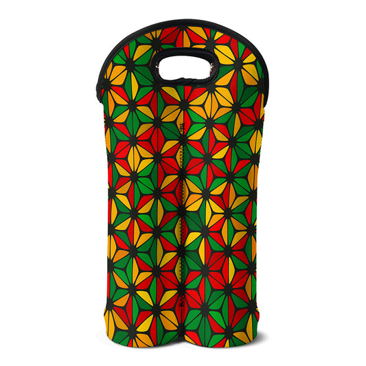 Geometric Reggae Pattern Print Double Neoprene Wine Tote