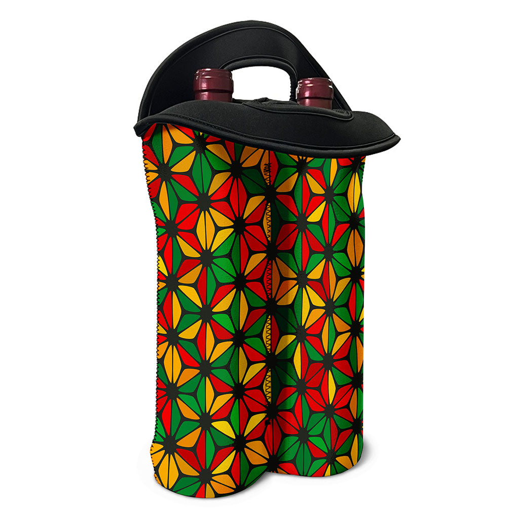 Geometric Reggae Pattern Print Double Neoprene Wine Tote