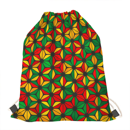 Geometric Reggae Pattern Print Drawstring Bag